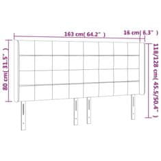 Vidaxl Čelo postele s LED tmavohendé 163x16x118/128 cm látka