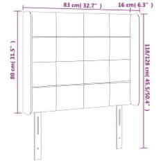 Vidaxl Čelo postele s LED tmavosivé 83x16x118/128 cm zamat