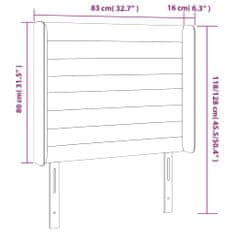 Vidaxl Čelo postele s LED tmavosivé 83x16x118/128 cm zamat