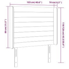 Vidaxl Čelo postele so záhybmi ružový 103 x 16 x 118/128 cm zamat