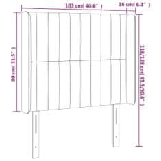 Vidaxl Čelo postele s LED bledosivé 103x16x118/128 cm látka