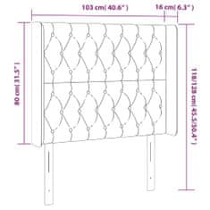 Vidaxl Čelo postele so záhybmi tmavomodrá 103x16x118/128 cm zamat