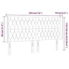 Vidaxl Čelo postele s LED tmavosivé 183x16x118/128 cm zamat