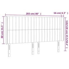 Vidaxl Čelo postele s LED sivohnedé 203x16x118/128 cm látka