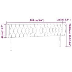 Vidaxl Čelo postele so záhybmi tmavosivé 203x23x78/88 cm látka