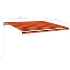 Petromila vidaXL Automatická markíza,LED a senzor vetra 400x350cm,oranžová/hnedá