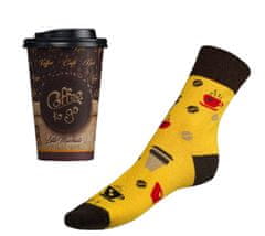 Ponožky Káva v darčekovom balení - 35-38 - hnedá, žltá