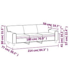 Vidaxl 3-miestna pohovka kapučínová 180 cm umelá koža