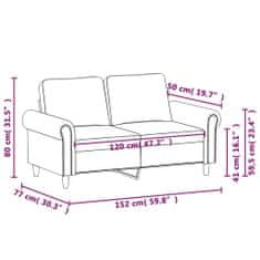 Petromila vidaXL 2-miestna pohovka tmavosivá 120 cm zamat