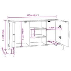 Vidaxl Komoda biela 107x38x60 cm spracované drevo