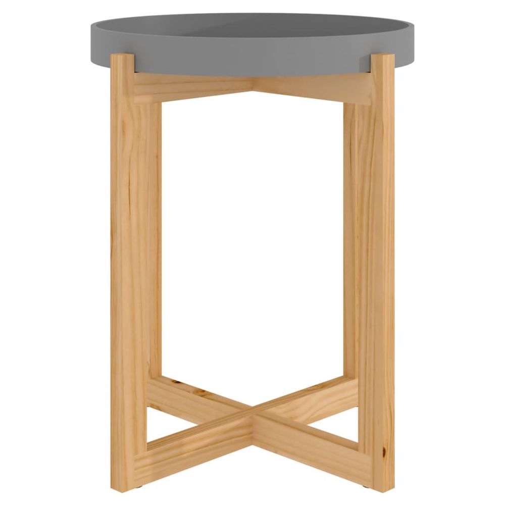 Vidaxl Konferenčný stolík sivý 41x41x48,5 cm komp. drevo a borovica