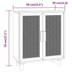 Petromila vidaXL Komoda hnedá 60x30x70 cm masívna borovica a prírodný ratan