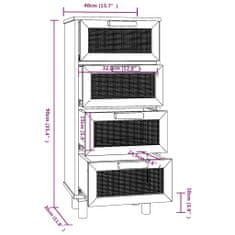 Petromila vidaXL Komoda čierna 40x30x90 cm masívna borovica a prírodný ratan