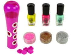 Lean-toys Súprava na maľovanie nechtov Nail Glitter Dispenser Nálepky na nechty