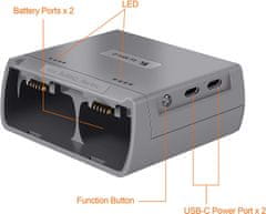 YUNIQUE GREEN-CLEAN Nabíjačka kompatibilná s dronmi DJI Mini 2/Mini SE, obojsmerný nabíjací hub Drone batérie USB nabíjačka Príslušenstvo (sivá)