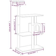 Vidaxl Škrabadlo pre mačky so sisalovými stĺpikmi krémové 119 cm