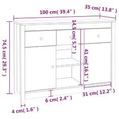 Petromila vidaXL Komoda medovo-hnedá 100x35x74,5 cm borovicový masív