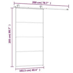 Vidaxl Posuvné dvere s kovaním ESG sklo a hliník 102,5x205 cm