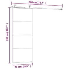 Vidaxl Posuvné dvere s kovaním 76x205 cm ESG sklo a hliník