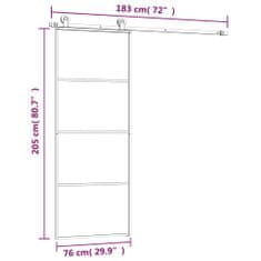 Vidaxl Posuvné dvere s kovaním 76x205 cm ESG sklo a hliník