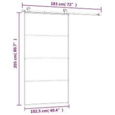 Vidaxl Posuvné dvere s kovaním ESG sklo a hliník 102,5x205 cm