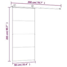 Vidaxl Posuvné dvere s kovaním ESG sklo a hliník 90x205 cm