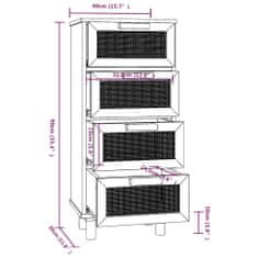 Petromila vidaXL Komoda hnedá 40x30x90 cm masívna borovica a prírodný ratan