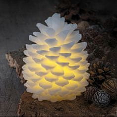 DecoLED LED sviečka, vosková, šiška, 10 x 13 cm, biela
