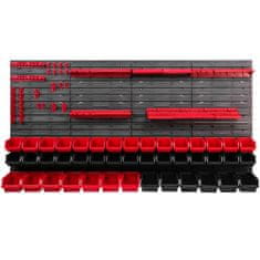 botle Závesný panel na náradie 156 x 78 cm s 43 ks. Krabic zavesené Červené a Čierne Boxy plastová