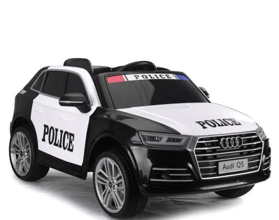 Super-Toys AUDI Q5 POLICE , MÄKKÉ DISKY, MÄKKÉ SEDADLÁ, FM RÁDIO, BLUETOOTH - PLNÁ VÝBAVA/S305