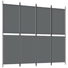 Vidaxl Paraván s 4 panelmi, antracitový 200x180 cm látka