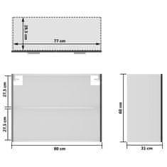 Vidaxl Presklená závesná skrinka, sivá 80x31x60 cm, drevotrieska