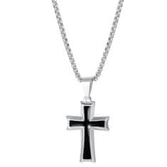 IZMAEL Náhrdelník Fine Cross-Strieborná/Čierna KP22854