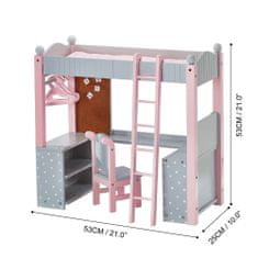 Teamson Olivia's Little World - Polka Dots Princess 18" Doll College Dorm Double Bunk Desk - Grey