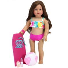 Teamson Sophia's - 18" bábika - Bublinkové plavky, plážová doska, lopta, voda a opaľovací krém