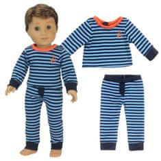 Teamson Sophia's - 18" bábika - Pruhované pyžamové nohavice a tričko s dlhým rukávom - svetlomodré