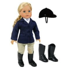 Teamson Sophia's - 18" bábika - námornícka bunda, čierne vysoké klasické jazdecké topánky a čierna zamatová jazdecká prilba