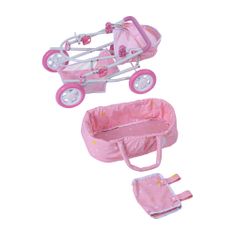Teamson Olivia's Little World - Detský kočík pre bábiky Twinkle Stars Princess Deluxe - ružový a biely