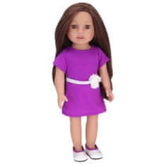 Teamson Sophia's - 18" bábika - Miley Brunette Vinyl Vinyl Doll in Purple Dress & Silver Satin Shoes - Blush