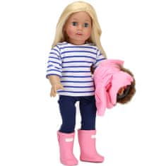 Teamson Sophia's - 18" bábika - Parka, legíny, pruhované tričko a čižmy - svetlo ružová