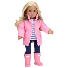 Teamson Sophia's - 18" bábika - Parka, legíny, pruhované tričko a čižmy - svetlo ružová