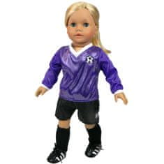 Teamson Sophia's - 18" bábika - Futbalové oblečenie, lopta, ponožky, kopačky a chrániče holení - fialová/čierna