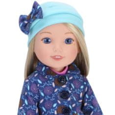 Teamson Bábika Sophia's - 14,5" - kabát s potlačou, ružové tričko, legíny, klobúk a semišové topánky - modrá