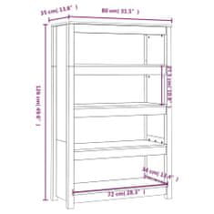 Vidaxl Knižnica 80x35x126 cm masívna borovica