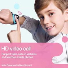Netscroll Detské smart hodinky, GPS sledovanie, SOS alarm, ak dieťa opustí určenú oblasť, LBS technológia,slot pre SIM kartu, kamera,telefonovanie,videohovory, kompatibilné s Android+iOS, KidsSmartWatch, ružová