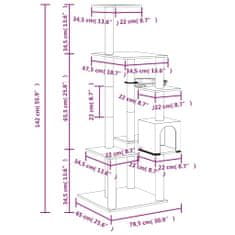 Vidaxl Škrabadlo pre mačky so sisalovými stĺpikmi krémové 142 cm
