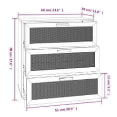 Petromila vidaXL Komoda čierna 60x30x70 cm masívna borovica a prírodný ratan