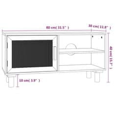 Vidaxl TV skrinka čierna 80x30x40 cm masívna borovica a prírodný ratan