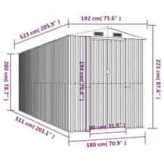 Petromila vidaXL Záhradná kôlňa zelená 192x523x223 cm pozinkovaná oceľ