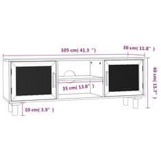 Vidaxl TV skrinka Hnedá 105x30x40 cm masívna borovica a prírodný ratan